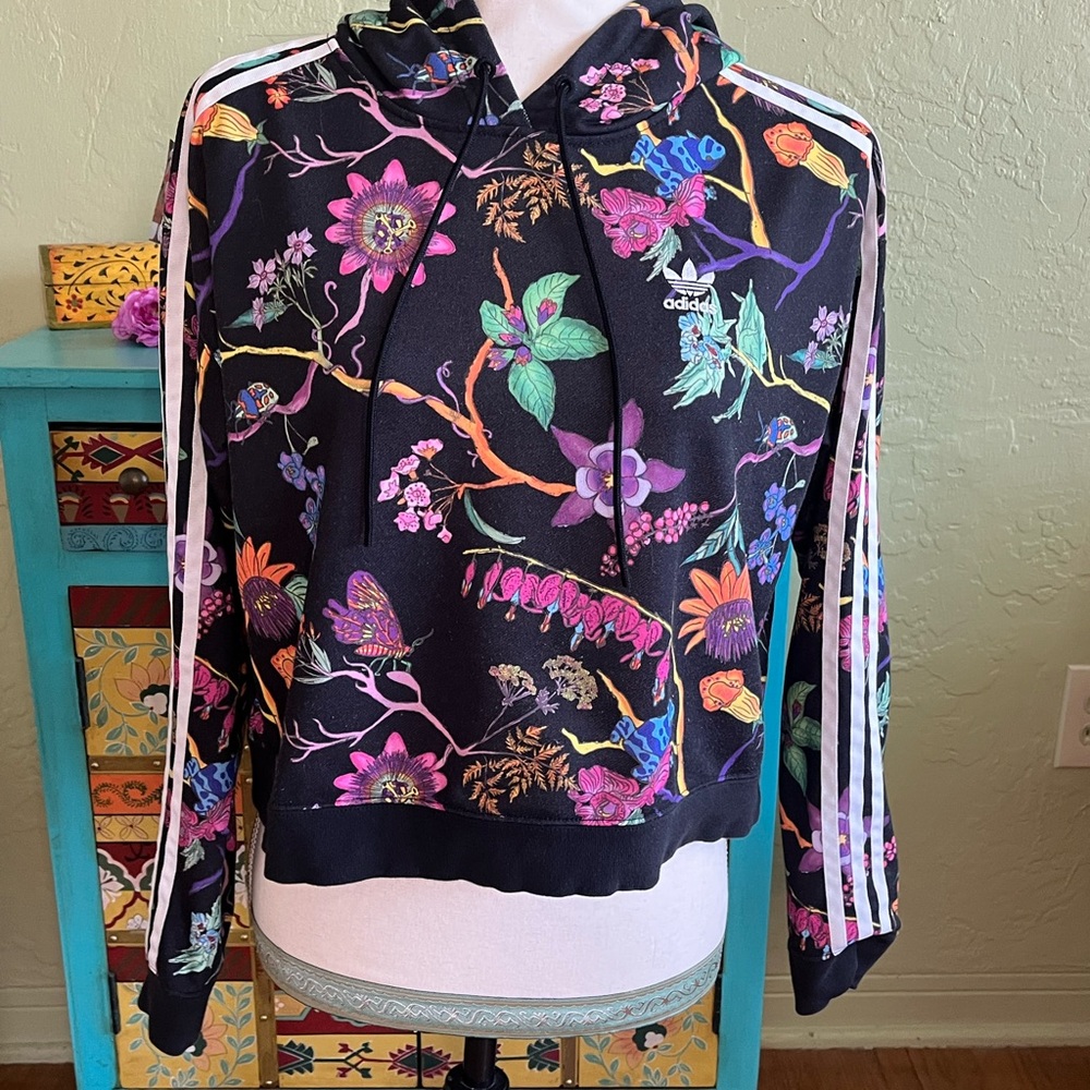 Adidas Poison Garden Floral Crop Hoodie